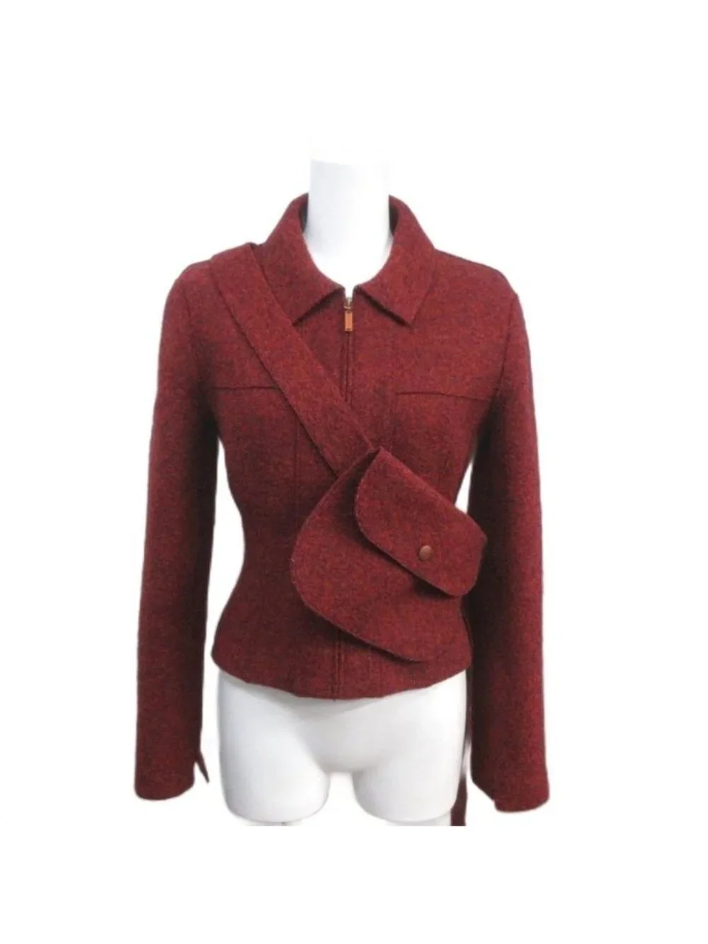 Chanel 99A Vintage Tyrolean Wool Jacket Felt Bordeaux 38